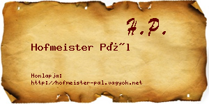 Hofmeister Pál névjegykártya